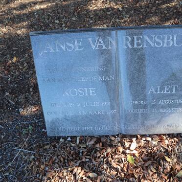 RENSBURG Kosie, Janse van 1914-1997 & Alet 1910-2011