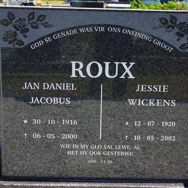 ROUX Jan Daniel Jacobus 1916-2000 &amp; Jessie WICKENS 1920-2002