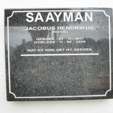 SAAYMAN Jacobus Hendrikus 1941-2009