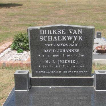 SCHALKWYK David Johannes, Dirkse van 1930-2006 &amp; M.J. 1923-2017