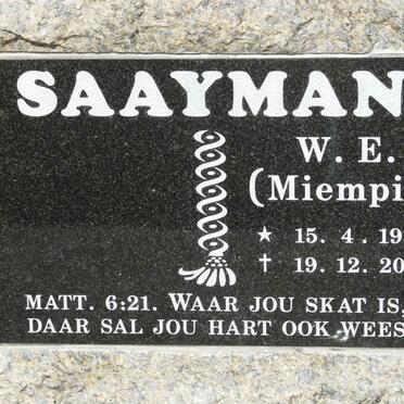 SAAYMAN W.E. 1939-2006