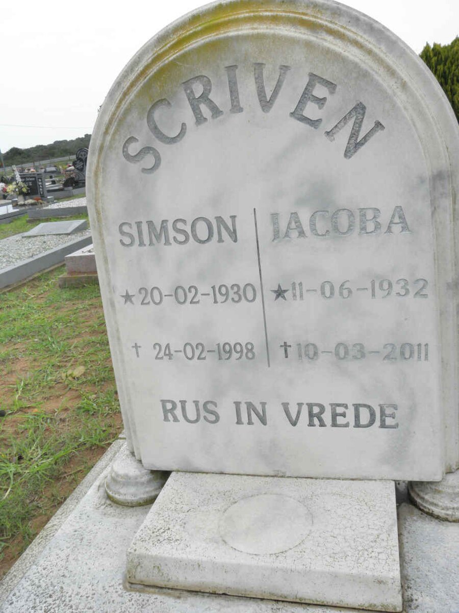 SCRIVEN Simson 1930-1998 &amp; Jacoba 1932-2011