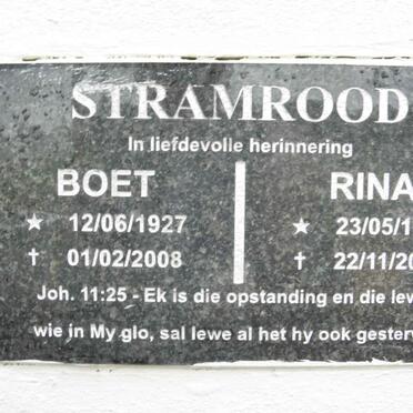 STRAMROOD Boet 1927-2008 &amp; Rina 1932-2007
