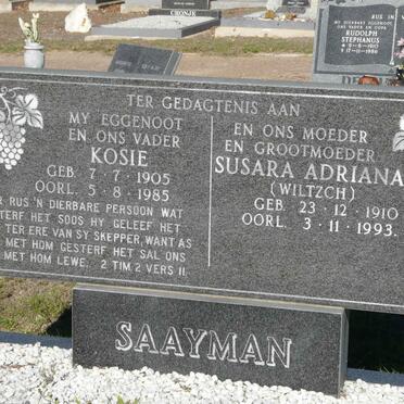SAAYMAN Kosie 1905-1985 &amp; Susara Adriana WILTZCH 1910-1993