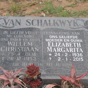 SCHALKWYK Willem Christiaan, van 1934-1993 &amp; Elizabeth Margarita 1936-2015