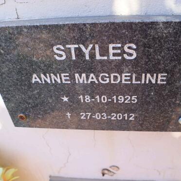 STYLES Annie Magdeline 1925-2012