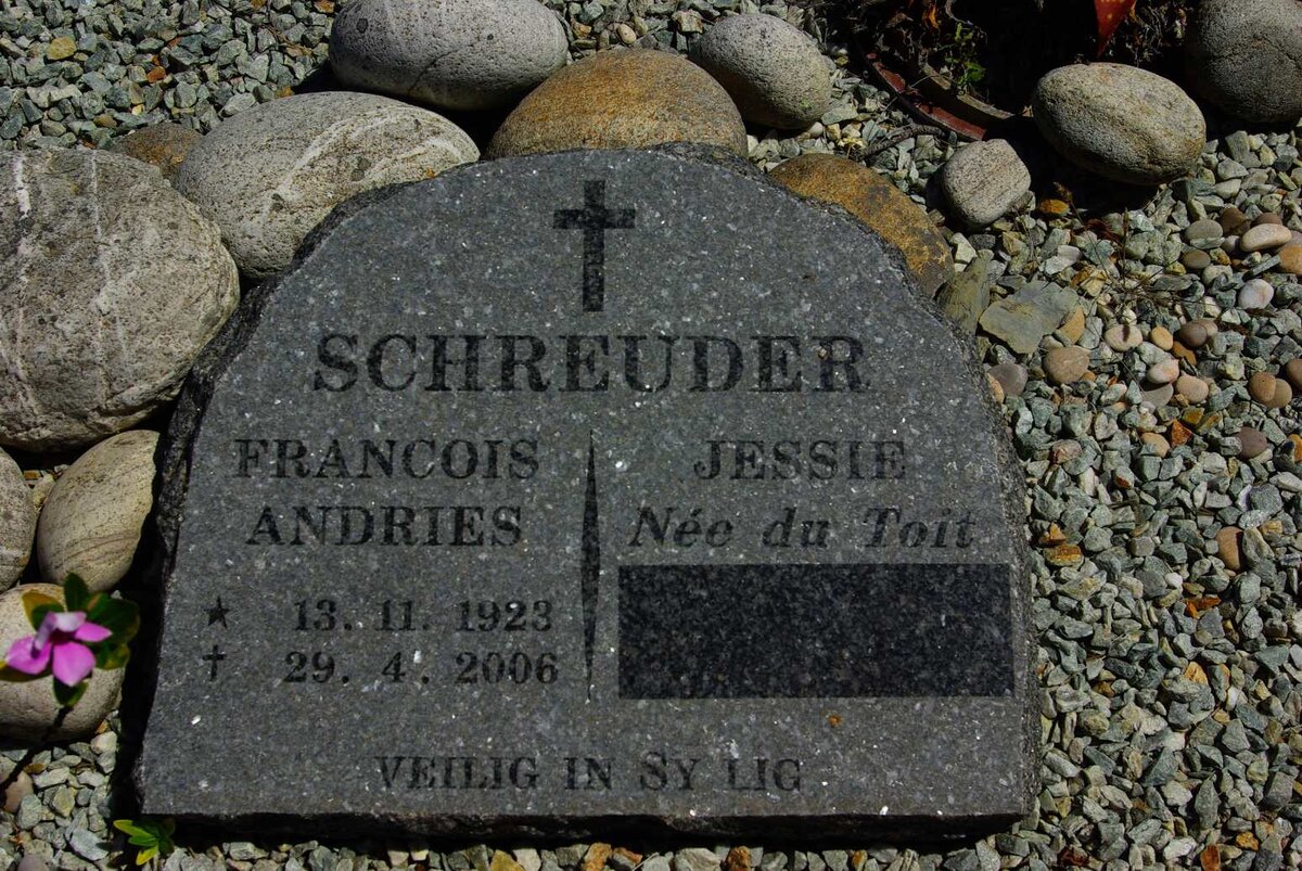 SCHREUDER Francois Andries 1923-2006 &amp; Jessie DU TOIT