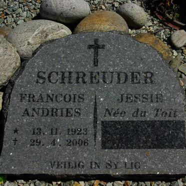 SCHREUDER Francois Andries 1923-2006 &amp; Jessie DU TOIT