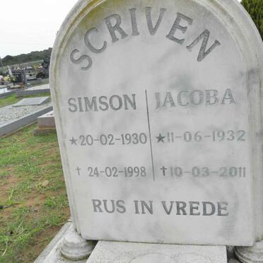 SCRIVEN Simson 1930-1998 &amp; Jacoba 1932-2011
