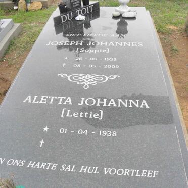 TOIT Joseph Johannes, du 1935-2009 &amp; Aletta Johanna 1938-