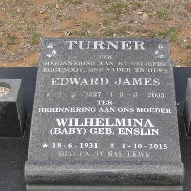 TURNER Edward  James 1927-2003 &amp; Wilhelmina ENSLIN 1931-2015
