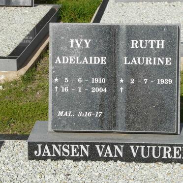 VUUREN Ivy Adelaid, Jansen van 1910-2004 :: JANSEN VAN VUUREN Ruth Laurine 1939-