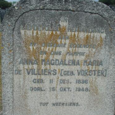 VILLIERS Anna Magdalena Maria, de nee VORSTER 1896-1948