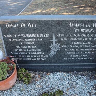 WET Daniel, de 1931-2001 & Amanda MYBURGH 1930-1998