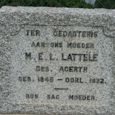 LATTELE M.E.L. nee AGERTH 1845-1932