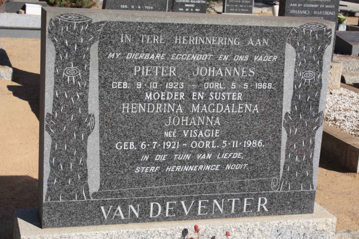 DEVENTER Pieter Johannes, van 1923-1968 &amp; Hendrina Magdalena Johanna VISAGIE 1921-1986
