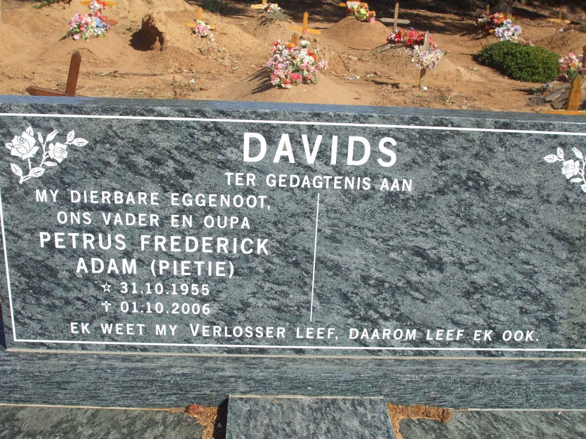 DAVIDS Petrus Frederick Adam 1955-2006