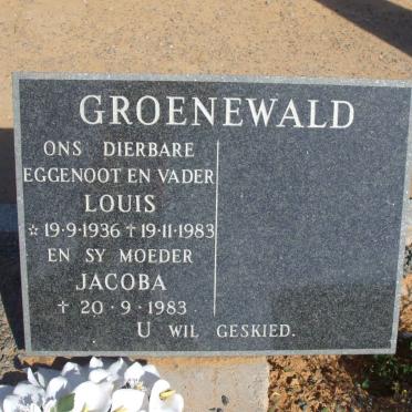 GROENEWALD Louis 1936-1983 :: GROENEWALD Jacoba -1983 