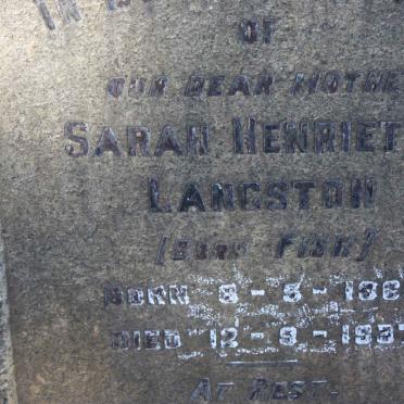 LANGSTON Sarah Henrietta nee FISH 1868-1937