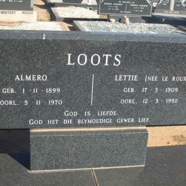 LOOTS Almero 1899-1970 &amp; Lettie LE ROUX 1909-1992