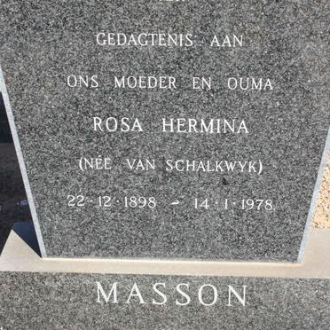 MASSON Rosa Hermina nee VAN SCHALKWYK 1898-1978