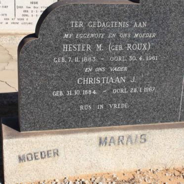 MARAIS Christiaan J. 1884-1967 &amp; Hester M. ROUX 1883-1961