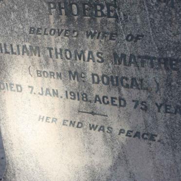 MATTHEWS Phoebe nee McDOUGAL  -1918