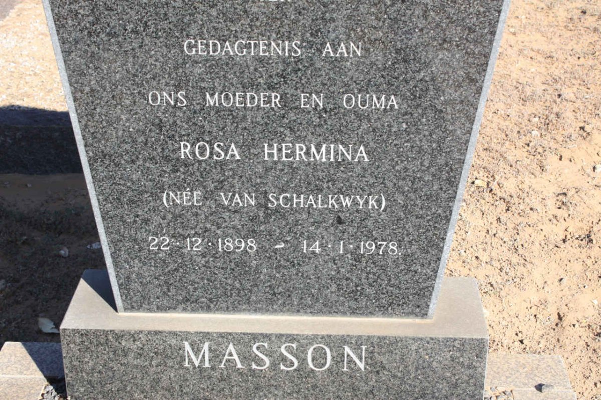 MASSON Rosa Hermina nee VAN SCHALKWYK 1898-1978