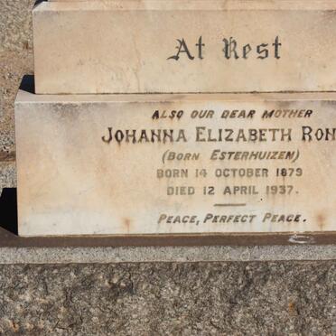 RONNE Johanna Elizabeth nee ESTERHUIZEN 1879-1937