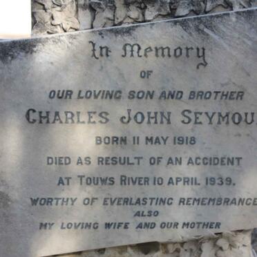 SEYMOUR Charles John 1918-1939