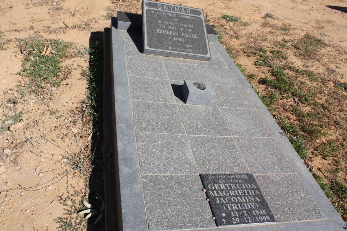 SNYMAN Johannes Paulus 1938-1984 &amp; Gertruida Magrietha Jacomina 1945-1999