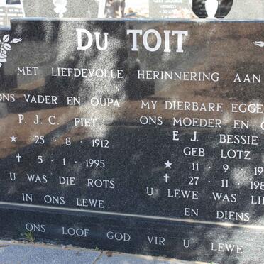 TOIT P.J.C., du 1912-1995 &amp; E.J. LOTZ 1917-1985