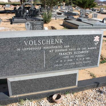 VOLSCHENK Frances Elizabeth nee du PLESSIS 1944-1981