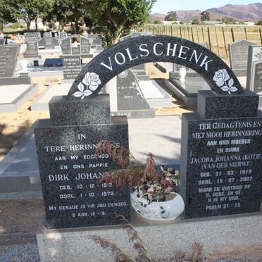 VOLSCHENK Dirk Johannes 1913-1972 &amp; Jacoba Johanna VAN DER MERWE 1919-2007