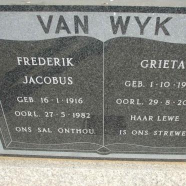 WYK Frederik Jacobus, van 1916-1982 &amp; Grieta 1917-2001