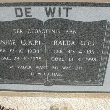 WIT J.A.P., de  1904-1978 &amp; J.E. 1911-1998