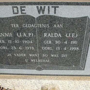 WIT J.A.P., de  1904-1978 &amp; J.E. 1911-1998