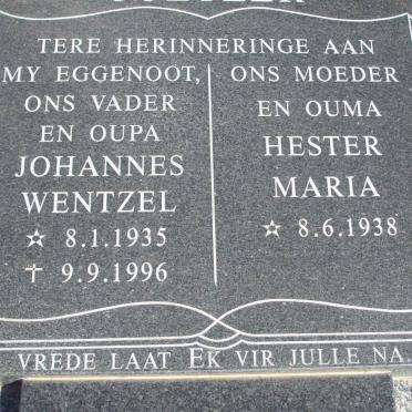 WENTZEL Johannes 1935-1996 &amp; Hester Maria 1938-