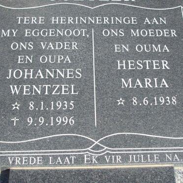 WENTZEL Johannes 1935-1996 &amp; Hester Maria 1938-