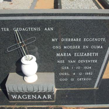 WAGENAAR Maria Elizabeth nee VAN DEVENTER 1924-1982