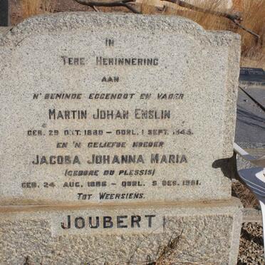 JOUBERT Martin Johan Enslin 1880-1945 &amp; Jacoba Johanna Maria DU PLESSIS 1886-1951