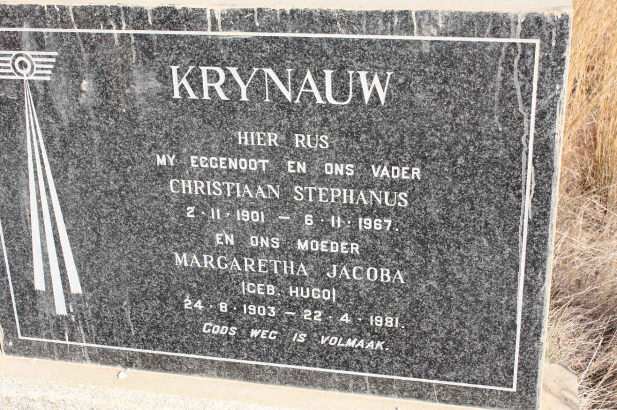 KRYNAUW Christiaan Stephanus 1901-1967 &amp; Margaretha Jacoba HUGO 1903-1981