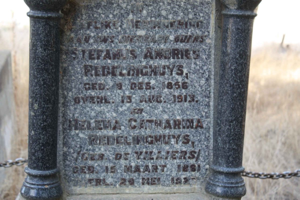 REDELINGHUYS Stefanus Andries 1856-1913 &amp; Helena Catharina DE VILLIERS 1861-1922