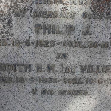 SMITH Philip J. 1829-1908 &amp; Judith E.M. DE VILLIERS 1839-1929