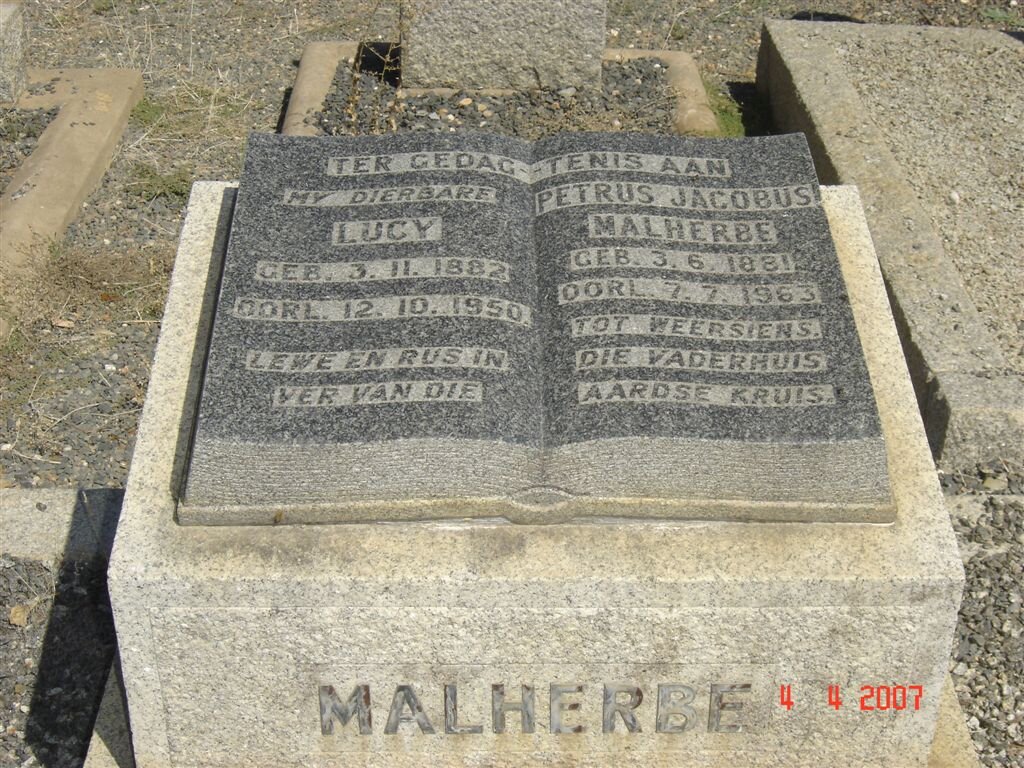 MALHERBE Petrus Jacobus 1881-1963 &amp; Lucy 1882-1950