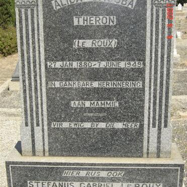 ROUX Stefanus Gabriel, Le 1882-1920 &amp; Alida Jacoba THERON nee LE ROUX 1880-1949