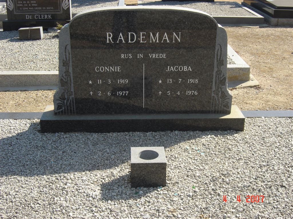 RADEMAN Connie 1919-1977 & Jacoba 1918-1976