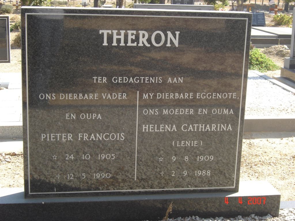 THERON Pieter Francois 1905-1990 &amp; Helena Catharina 1909-1988