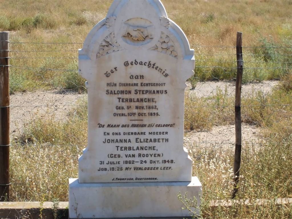 TERBLANCHE Salomon Stephanus 1862-1895 & Johanna Elizabeth VAN ROOYEN 1862-1948
