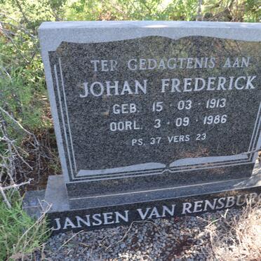 RENSBURG Johan Frederick, Jansen van 1913-1986